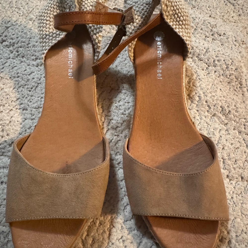Eric Michael Tan Leather Sandals with Minimalist Design